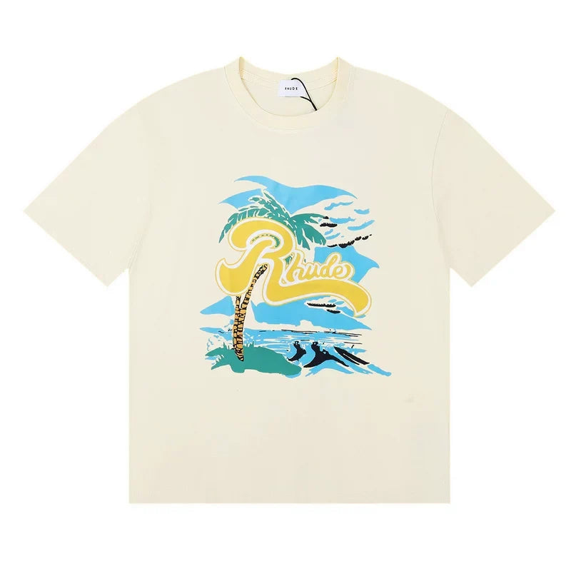 Rhude Vintage Beach Palm Logo Short Sleeve Tee