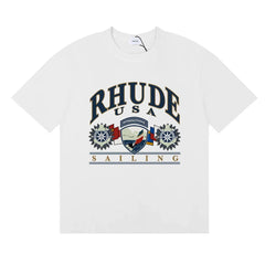 Rhude USA Sailing Nautical Crest Oversized Short Sleeve T‑Shirt