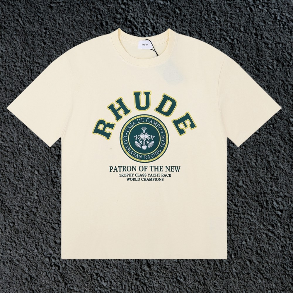 Rhude Patron Of The New Crest Badge Cream Oversized T‑Shirt