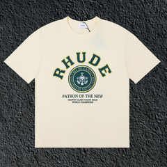 Rhude Patron Of The New Crest Badge Cream Oversized T‑Shirt