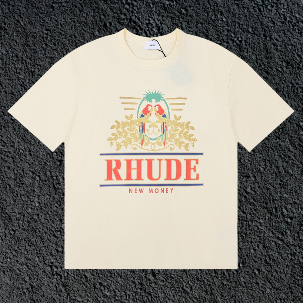 Rhude New Money Ornate Crest Cream Oversized T‑Shirt