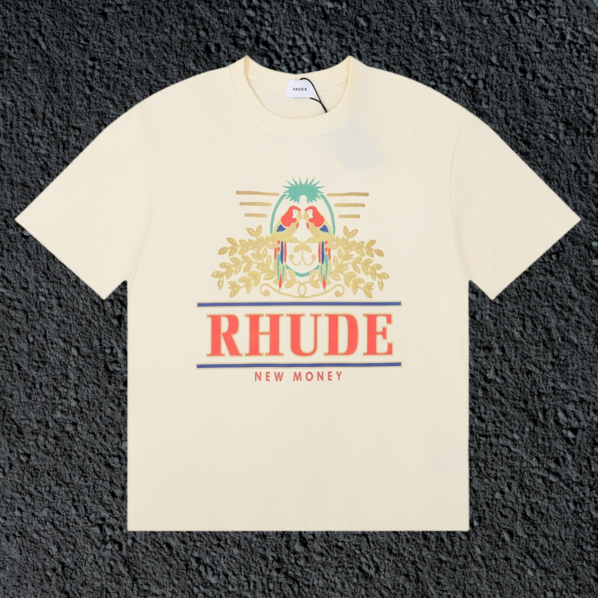 Rhude New Money Ornate Crest Cream Oversized T‑Shirt