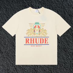 Rhude New Money Ornate Crest Cream Oversized T‑Shirt