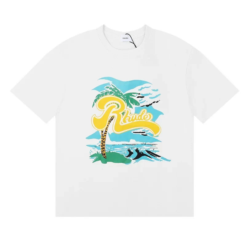 Rhude Men Tropical Palm Graphic Street T‑Shirt