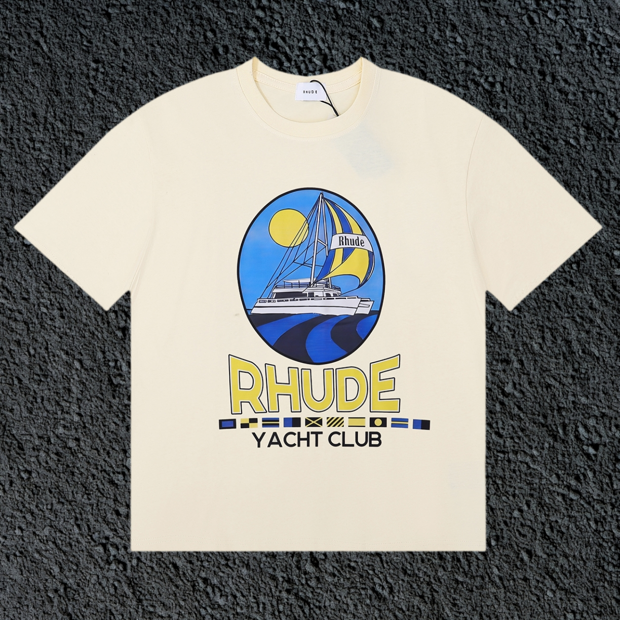 Rhude Yacht Club Oval Yacht Sun Nautical Cream Oversized T‑Shirt