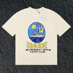 Rhude Yacht Club Oval Yacht Sun Nautical Cream Oversized T‑Shirt