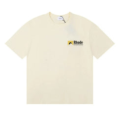 Rhude Small Mountain Logo Left Chest Oversized Tee Cream