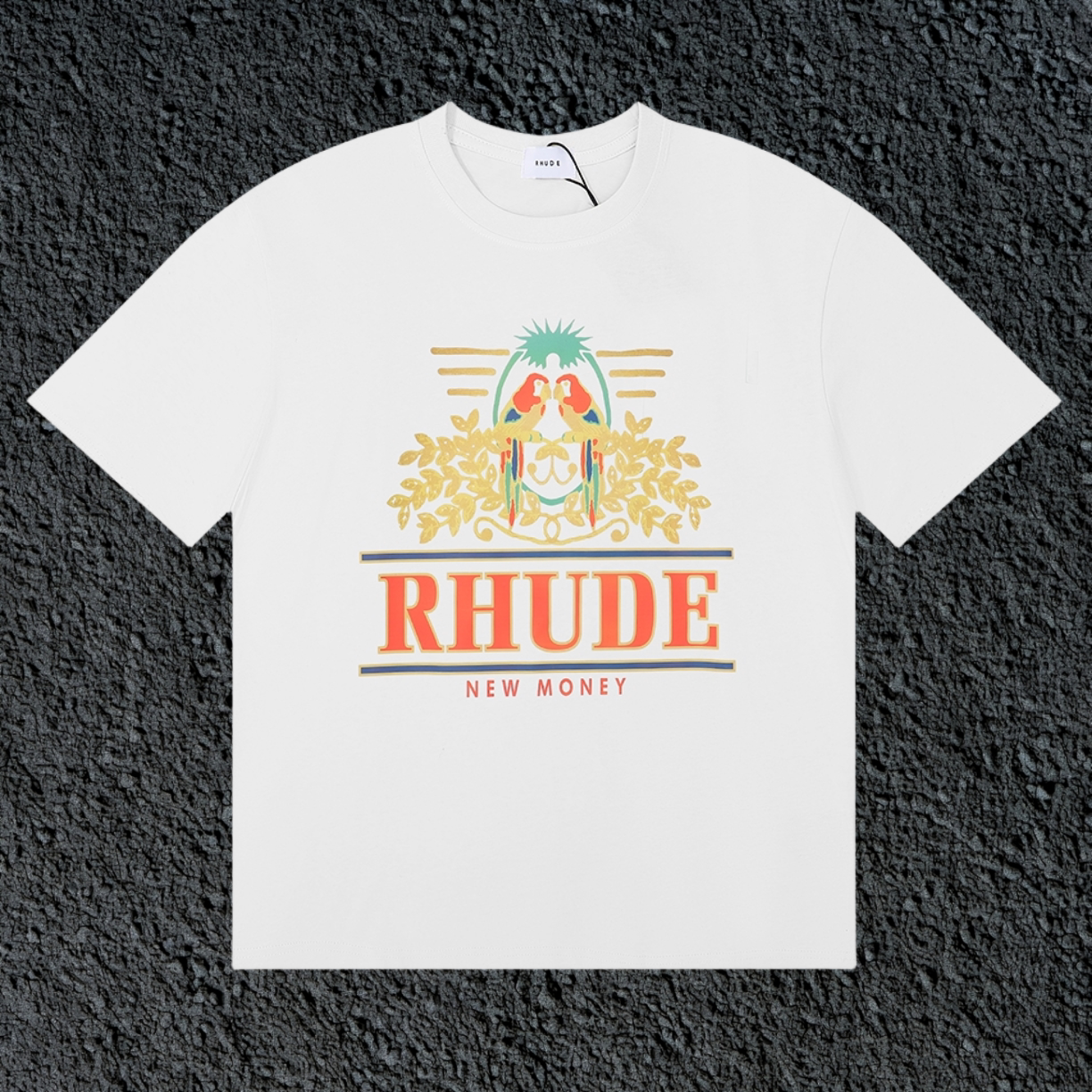 Rhude New Money Ornate Crest White Oversized T‑Shirt