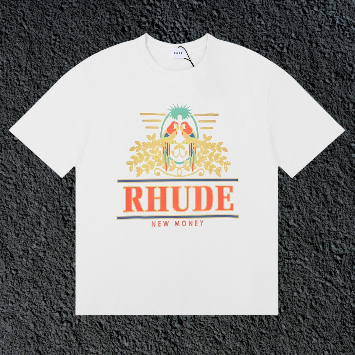 Rhude New Money Ornate Crest White Oversized T‑Shirt