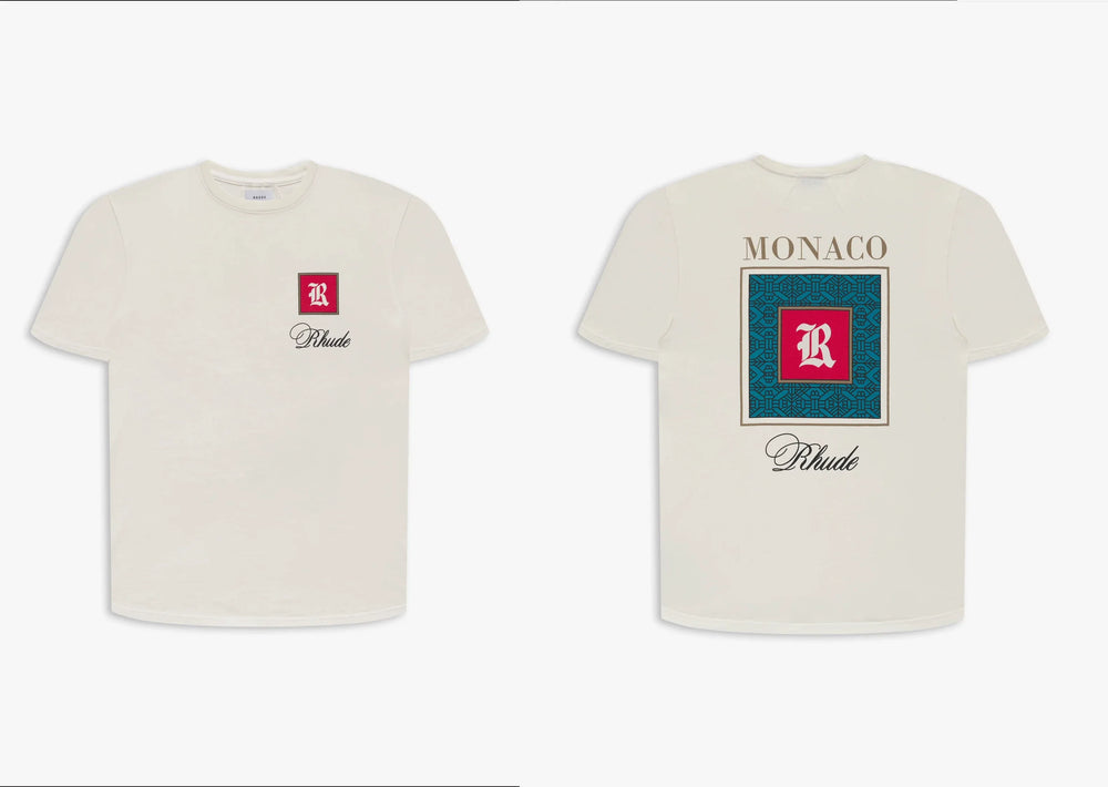 Rhude Monaco Square Crest Dual‑Sided Oversized T‑Shirt Off‑White