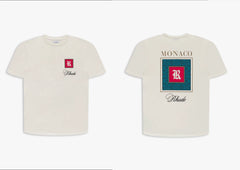 Rhude Monaco Square Crest Dual‑Sided Oversized T‑Shirt Off‑White