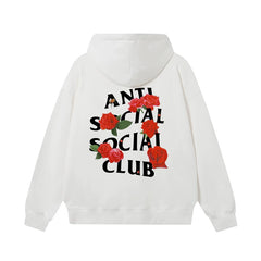 Anti Social Social Club Red Rose Graphic White Hoodie