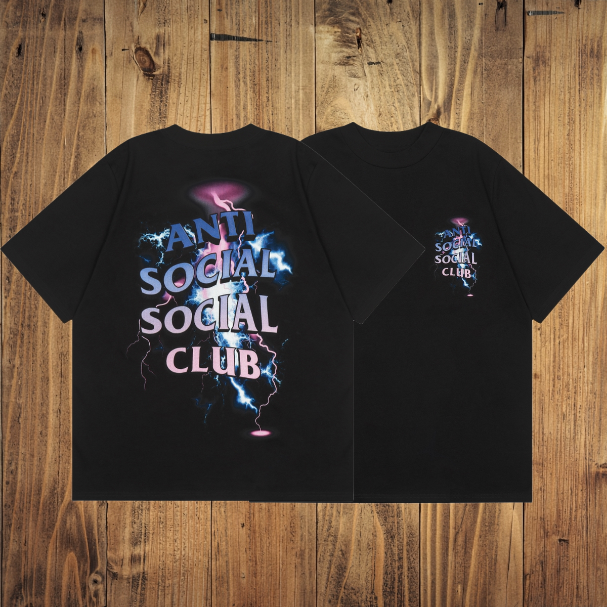 ASSC Black Tee – Purple Lightning Print