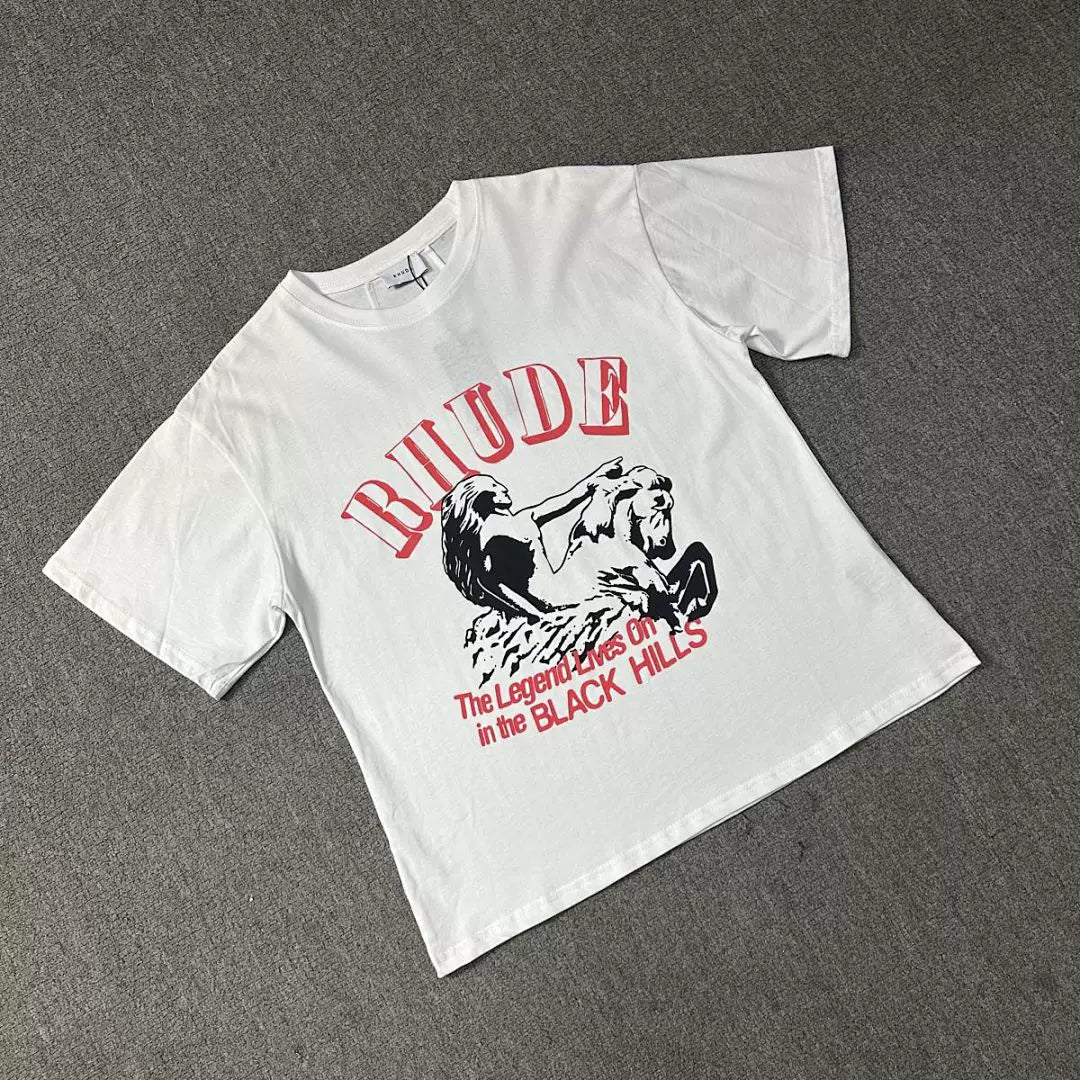 Rhude Men Retro Figure Print Boxy Fit Streetwear Tee