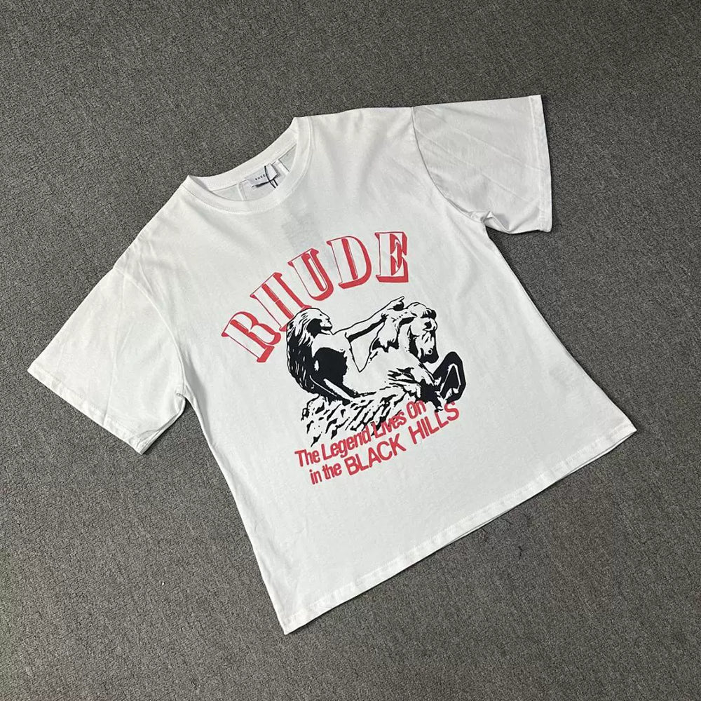 Rhude Men Retro Figure Print Boxy Fit Streetwear Tee