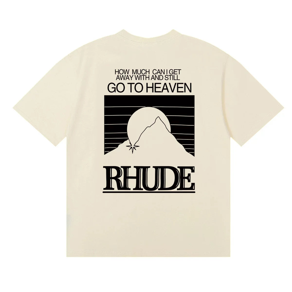 Rhude Vintage Typography Back‑Art Crew Neck Casual Short‑Sleeve Tee