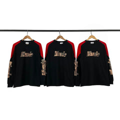 Rhude Camo Patch Logo Raglan Long Sleeve Tee Black Red