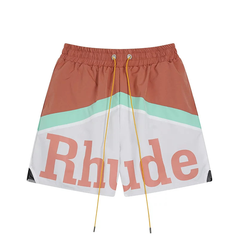 Rhude Color Block Logo Nylon Shorts