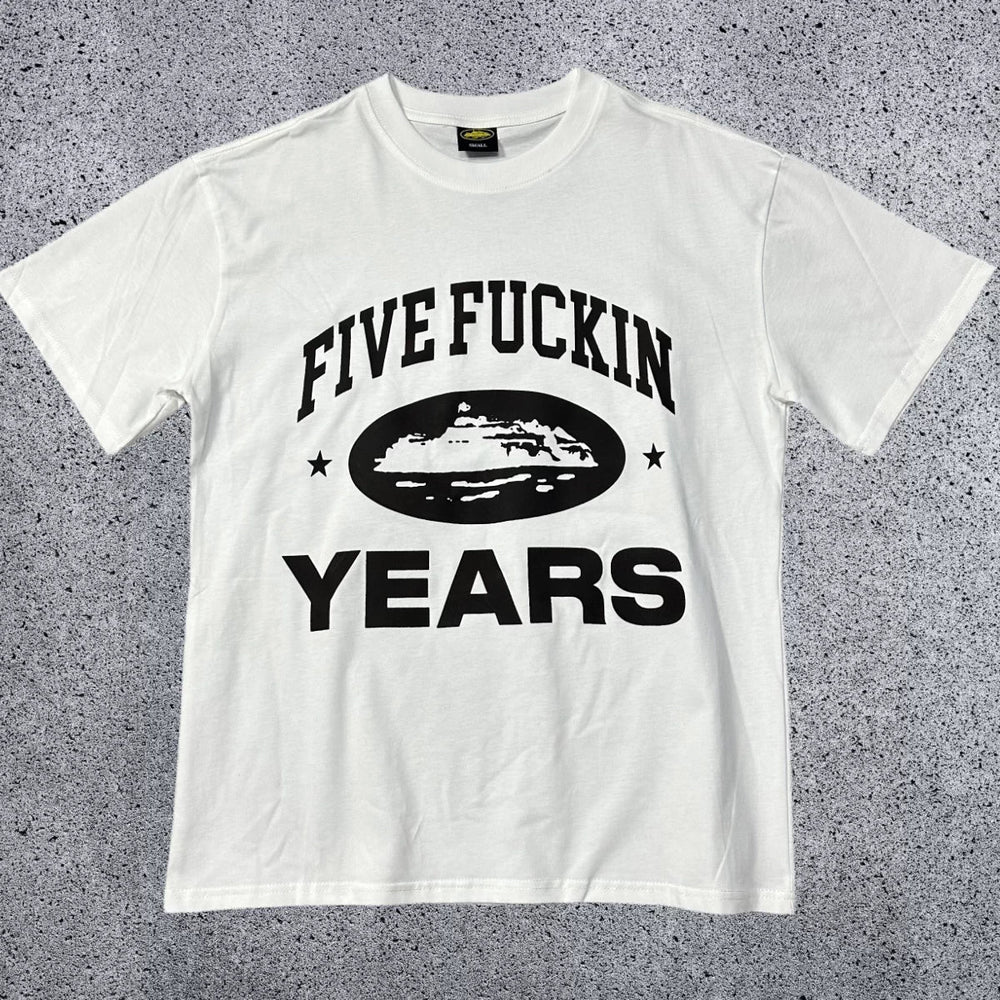 Corteiz "Five Fuckin Years" Anniversary T-Shirt – White