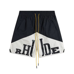 Rhude Big Logo Color Block Nylon Shorts