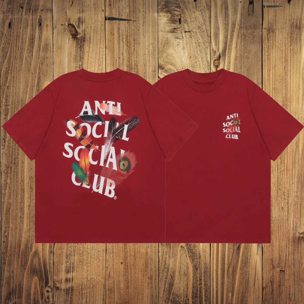 ASSC Red Tee – Feather Back Print