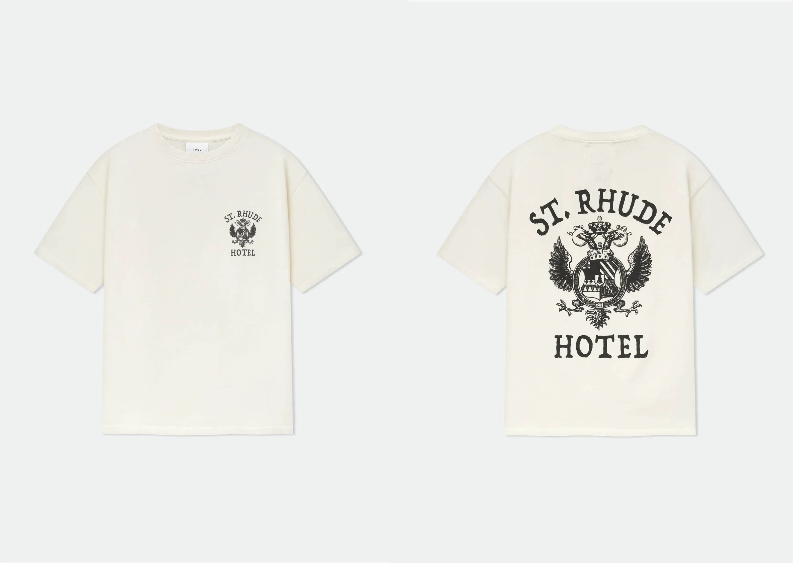 Rhude St. Rhude Hotel Eagle Crest Dual‑Sided Oversized T‑Shirt Off‑White