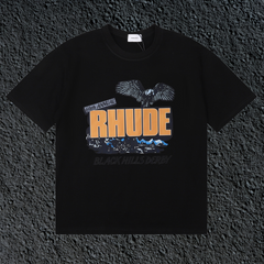 Rhude Black Hills Derby Eagle Mountain Black Oversized T‑Shirt