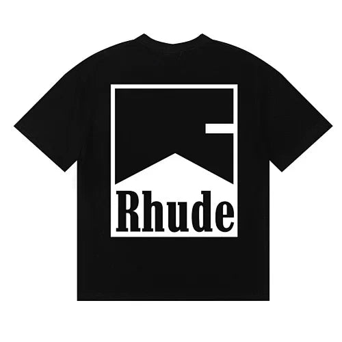 Rhude Square Mountain Back Logo Oversized Short Sleeve T‑Shirt