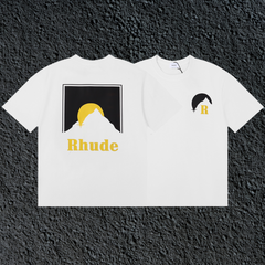 Rhude Sun Mountain Square Back Panel Dual Sided White Oversized T‑Shirt