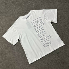 Rhude Men Side Vertical Logo Boxy Fit Streetwear Tee