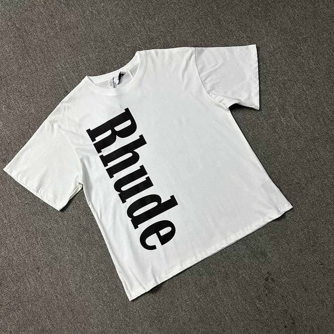 Rhude Men Large Vertical Font Boxy Fit Streetwear Tee