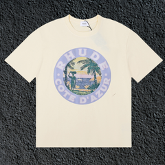 Rhude Cote D’Azur Circular Beach Badge Cream Oversized T‑Shirt