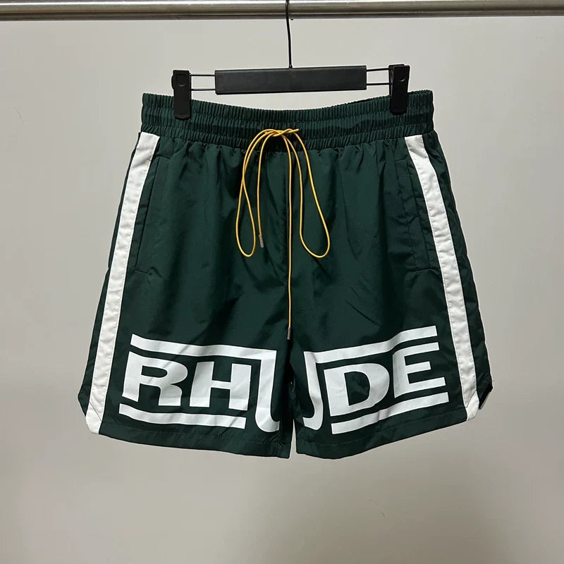 Rhude Side Stripe Big Logo Nylon Shorts