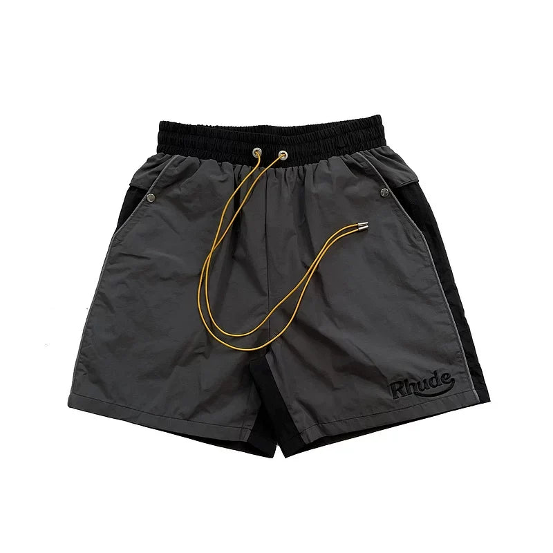 Rhude Grey Color Block Nylon Shorts