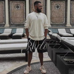 RHUDE niche American high street fashion brand summer letter big logo jacquard loose knitted yarn five quarter shorts