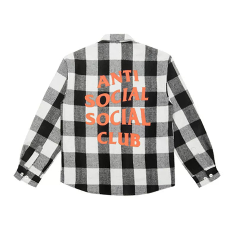 Anti Social Social Club Black White Plaid Flannel Shirt