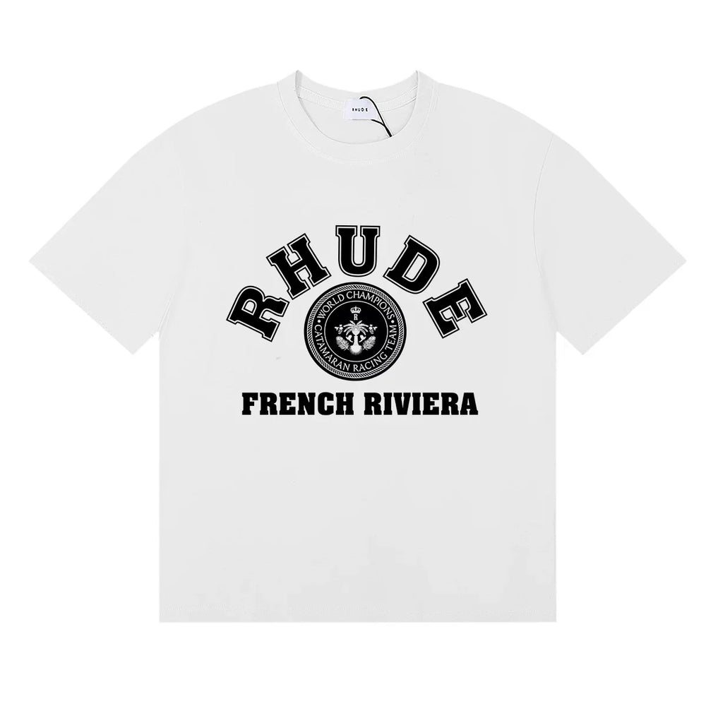 Rhude French Riviera Anchor Vintage Logo White Oversized T‑Shirt