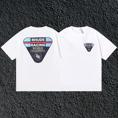 Rhude Racing World Champions Dual Sided White Oversized T‑Shirt