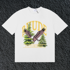 Rhude Futuristic Eagle Forest Vintage White Oversized T‑Shirt