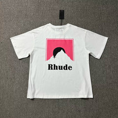 Rhude Men Retro Pink Mountain Boxy Fit Streetwear Tee