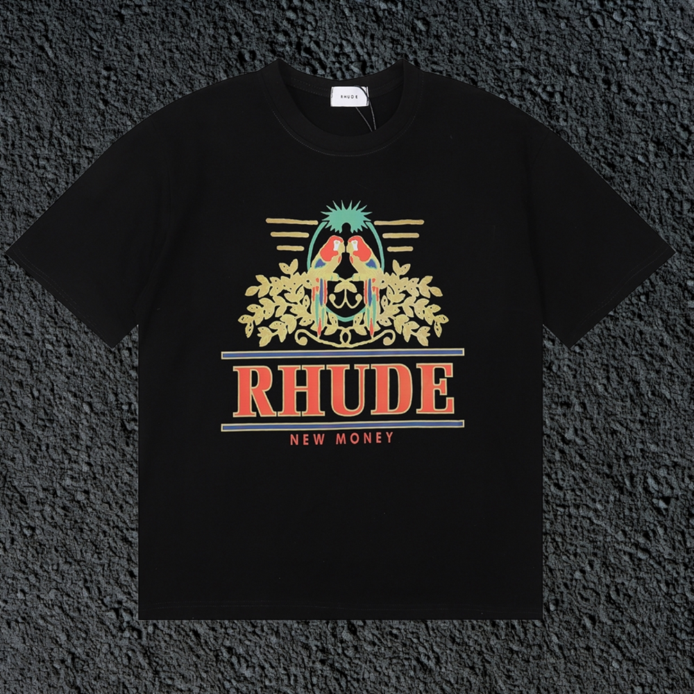 Rhude New Money Ornate Crest Black Oversized T‑Shirt