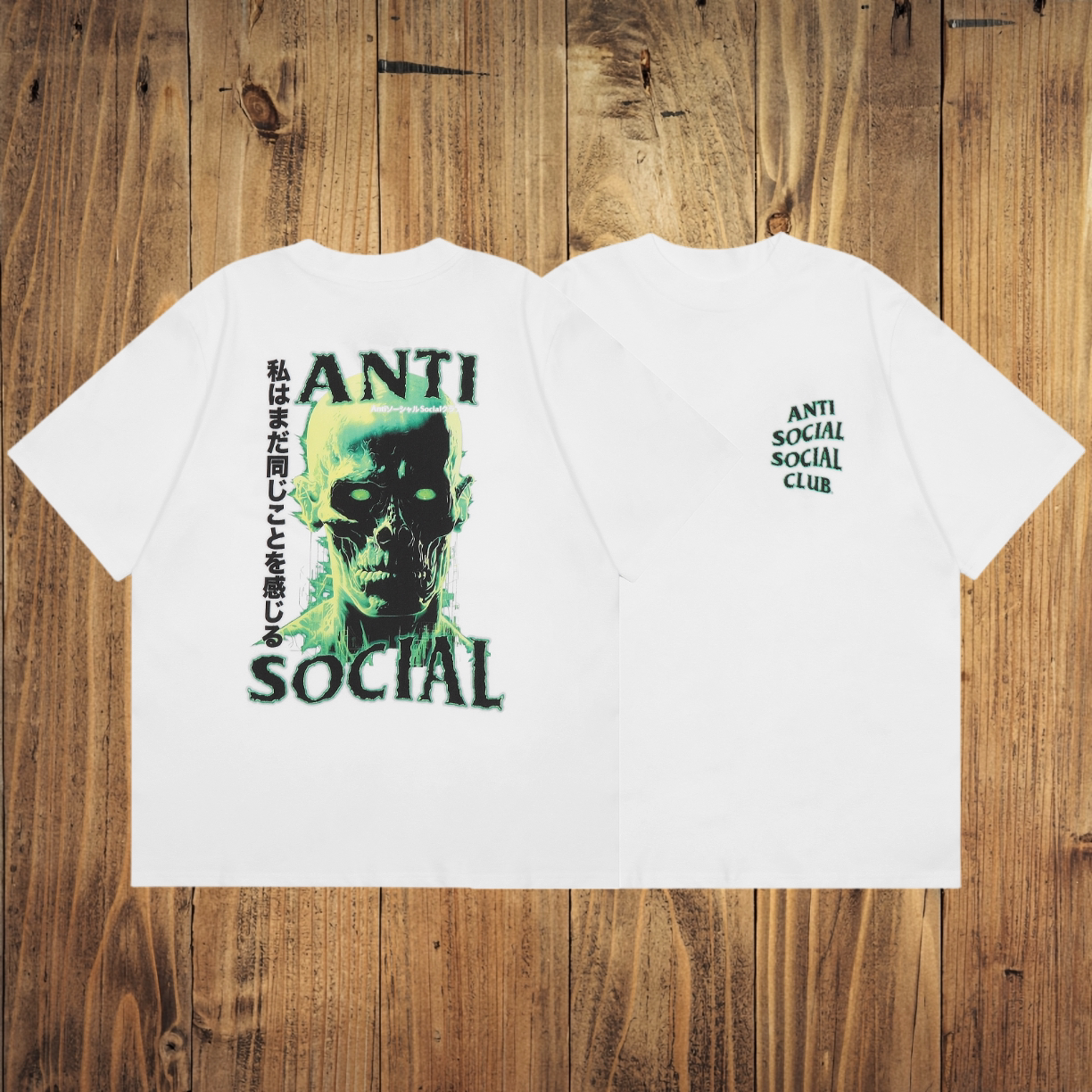 ASSC White Tee – Green Skull Graphic