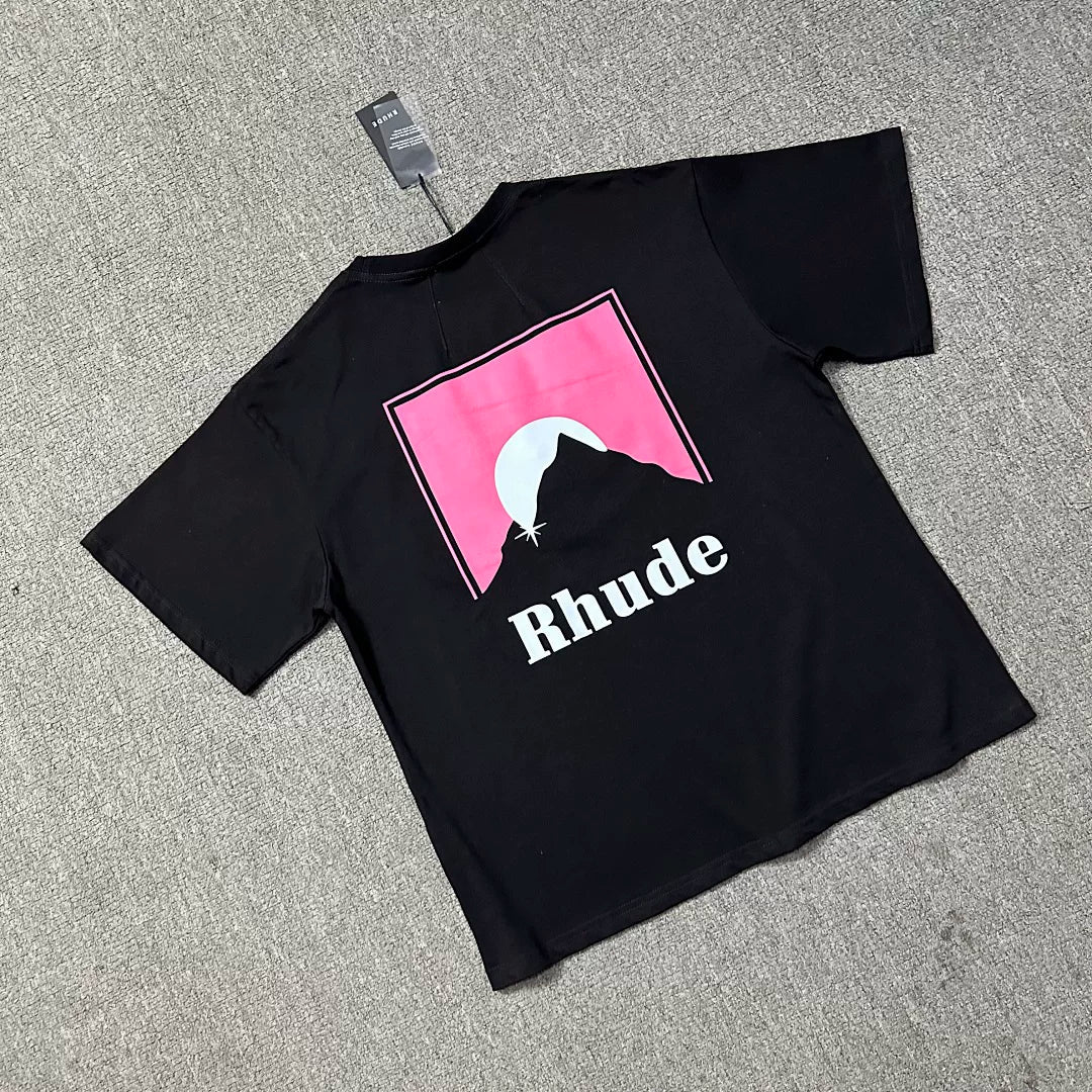 Rhude Pink Marlboro Mountain Graphic Oversized Short Sleeve T‑Shirt