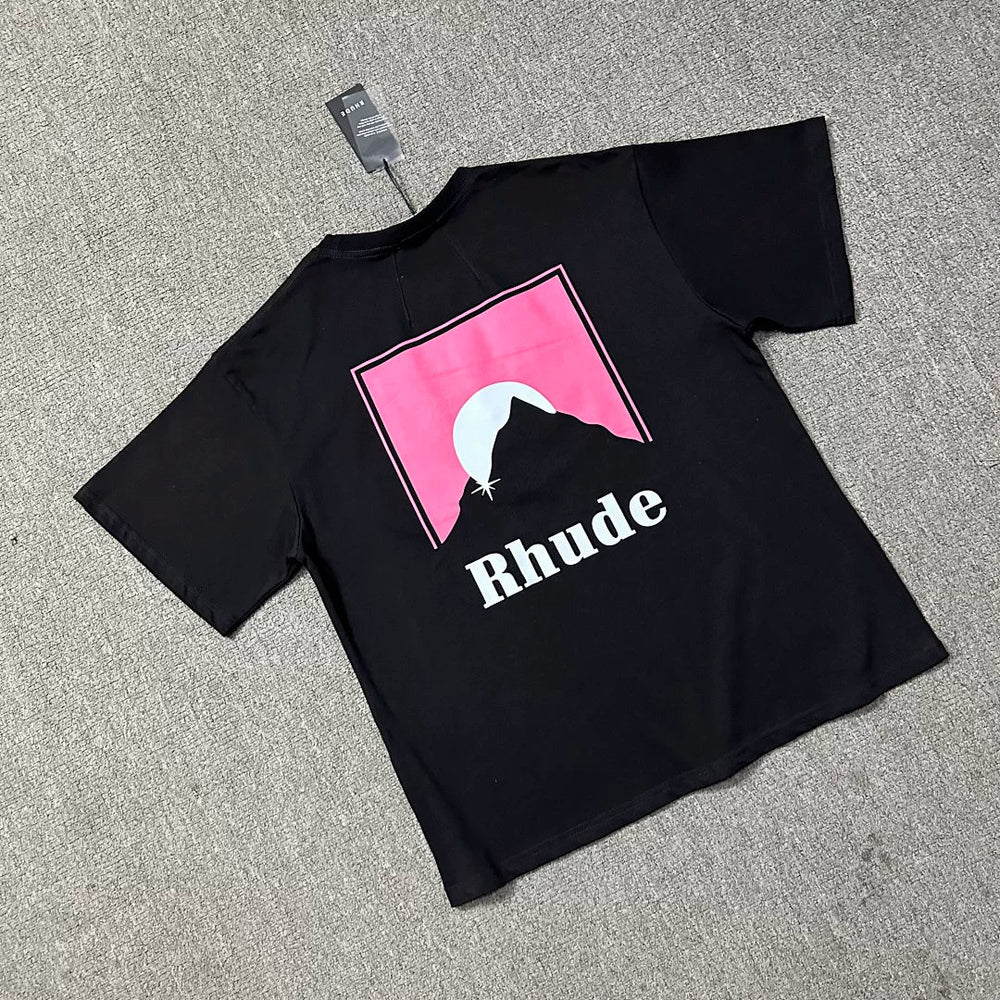 Rhude Pink Marlboro Mountain Graphic Oversized Short Sleeve T‑Shirt