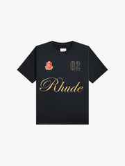 Rhude Gold Script Badge 02 Oversized T‑Shirt Black