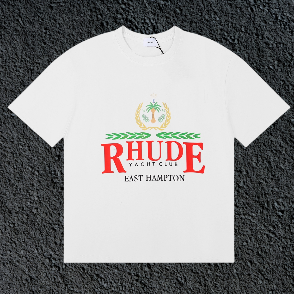 Rhude East Hampton Yacht Club Palm Crest Vintage White Oversized T‑Shirt