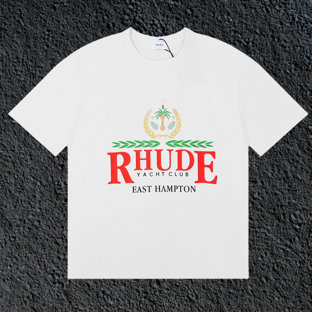 Rhude East Hampton Yacht Club Palm Crest Vintage White Oversized T‑Shirt