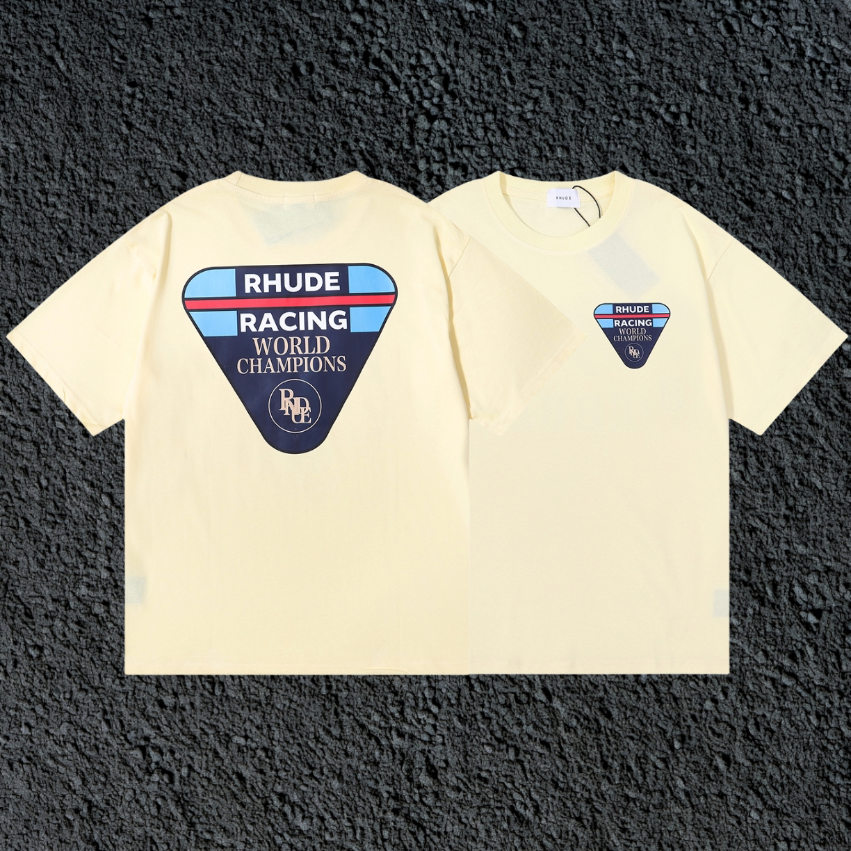 Rhude Racing World Champions Dual Sided Cream Oversized T‑Shirt