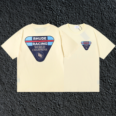 Rhude Racing World Champions Dual Sided Cream Oversized T‑Shirt