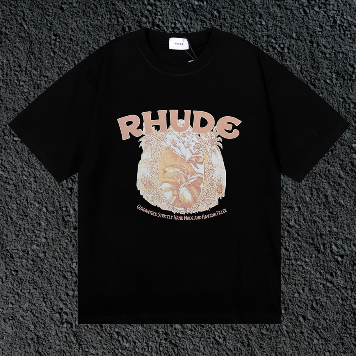 Rhude Vintage Palm Globe Black Oversized T‑Shirt